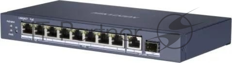 Коммутатор Hikvision DS-3E0510HP-E, 8×1 Гбит/с PoE+ + 1×1 Гбит/с SFP, неуправляемый
