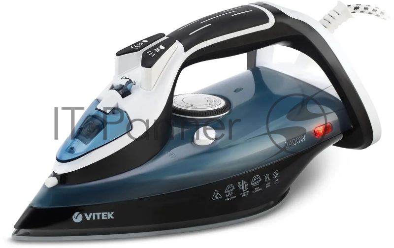 Утюг Vitek VT-8304 черный/белый/синий, 2400 Вт, 40 г/мин, 140 г/мин, 350 мл