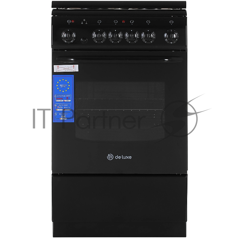 Плита электрическая De Luxe 506004.03Э (кр) 001 черный, конфорок 4 шт, духовка 60 л, 50 см x 85 см x 60 см