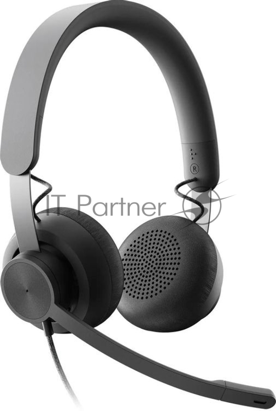 Гарнитура Logitech Zone Wired UC графит, проводная, USB-C, сертификация Microsoft Teams