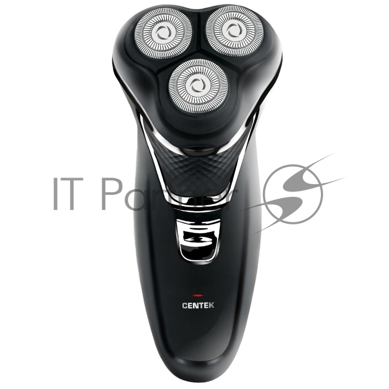 Электробритва Centek CT-2176 черный/хром ротор, 3 плавающие головки, аккумулятор + работа от сети, триммер