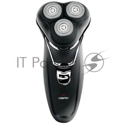 Электробритва Centek CT-2176 черный/хром ротор, 3 плавающие головки, аккумулятор + работа от сети, триммер