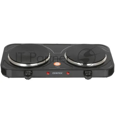 Плита настольная электрическая Centek CT-1507 черный, 2 кВт, ТЭН, конфорки - 2, эмаль, поворотные переключатели