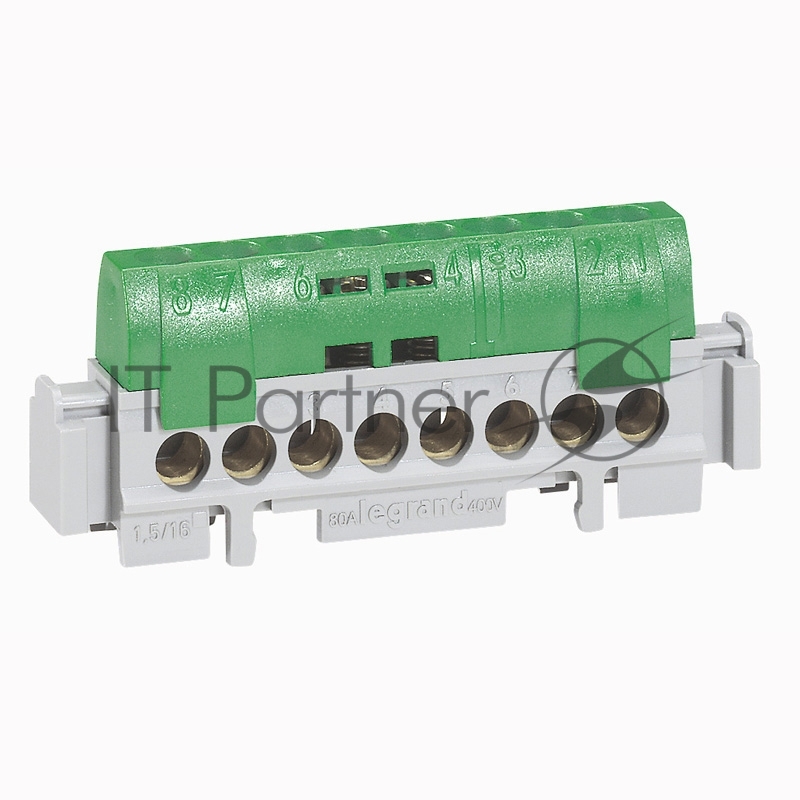 Клеммная колодка IP 2X - земля - зеленая - 1 x 6-25 мм? - 16 x 1,5-16 мм? - длина 141 мм 004835 Legrand
