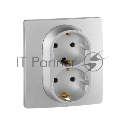 Розетка 2-ая с/з , винт. клеммы, 16А, 250 В 672423 Legrand Etika Алюминий