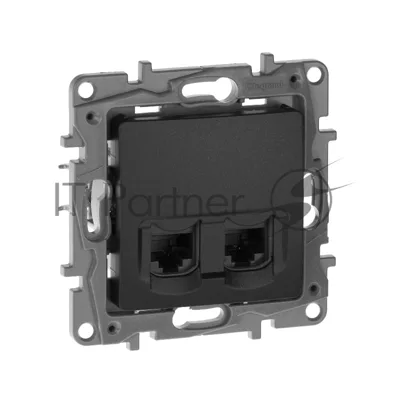 Розетка компьютерная 2-ая RJ45, кат.5е UTP 672655 Legrand Etika Антрацит