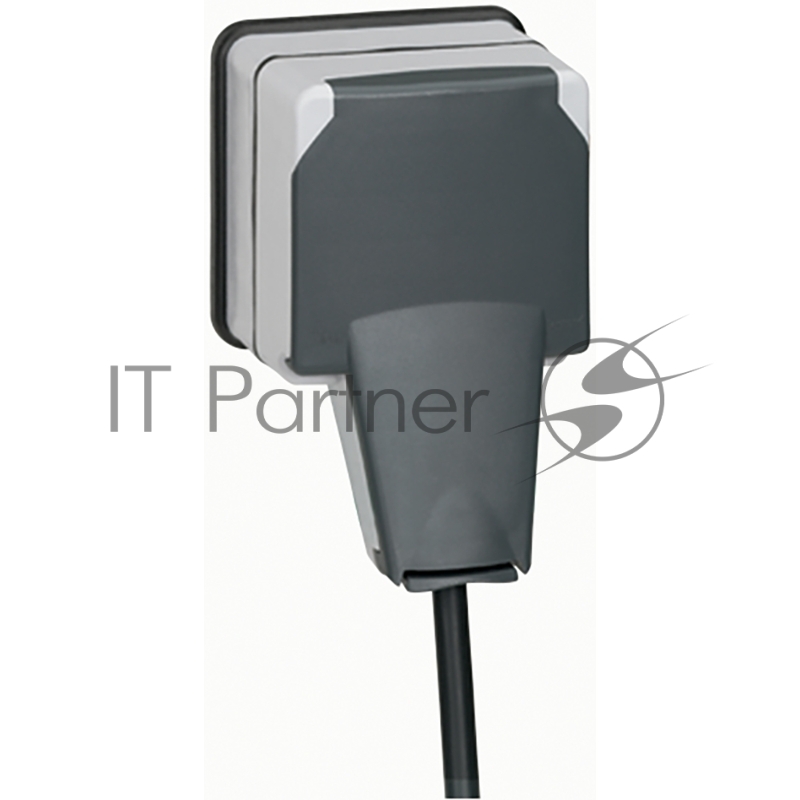 Plexo Серый Розетка с/з с крышкой с системой "lock 66" накладная (в сборе) IP66 090465 Legrand