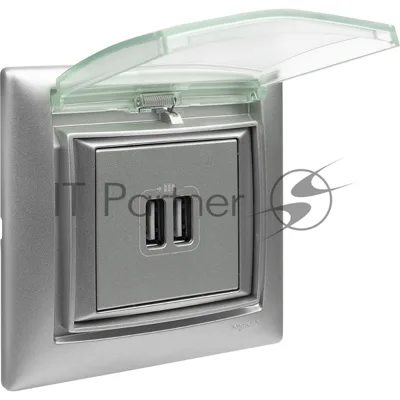Розетка 2-ая USB 770270 Legrand Valena Алюминий