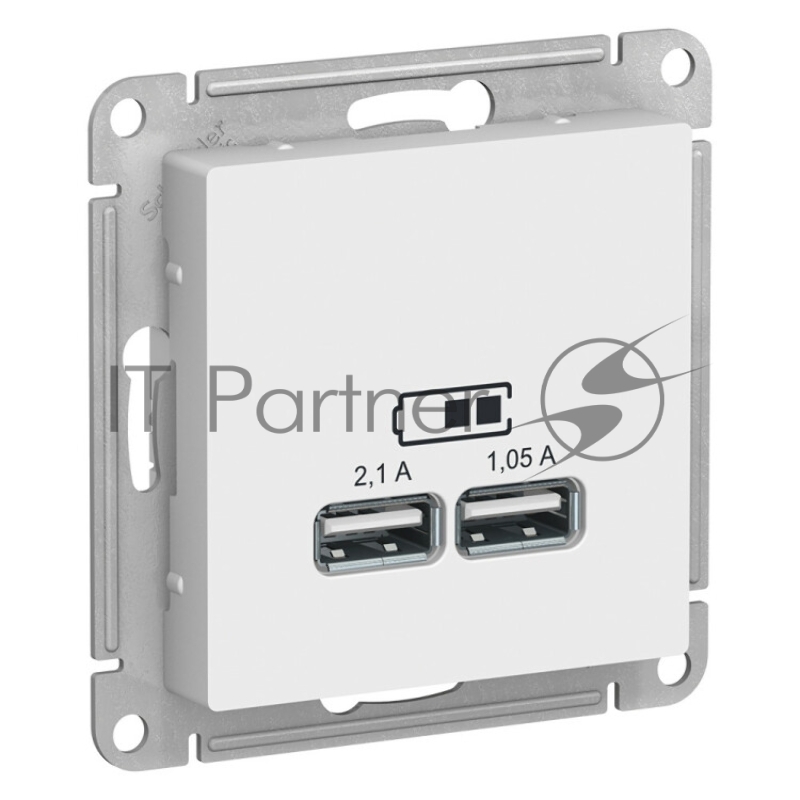 Механизм розетки USB AtlasDesign 5В 1порт х 2.1А 2порта х 1.05А белый