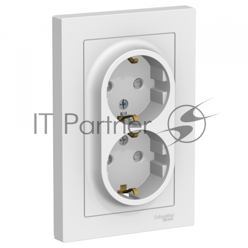 Розетка 2-м СП AtlasDesign 16А IP20 с заземл. защ. шторки в сборе белый