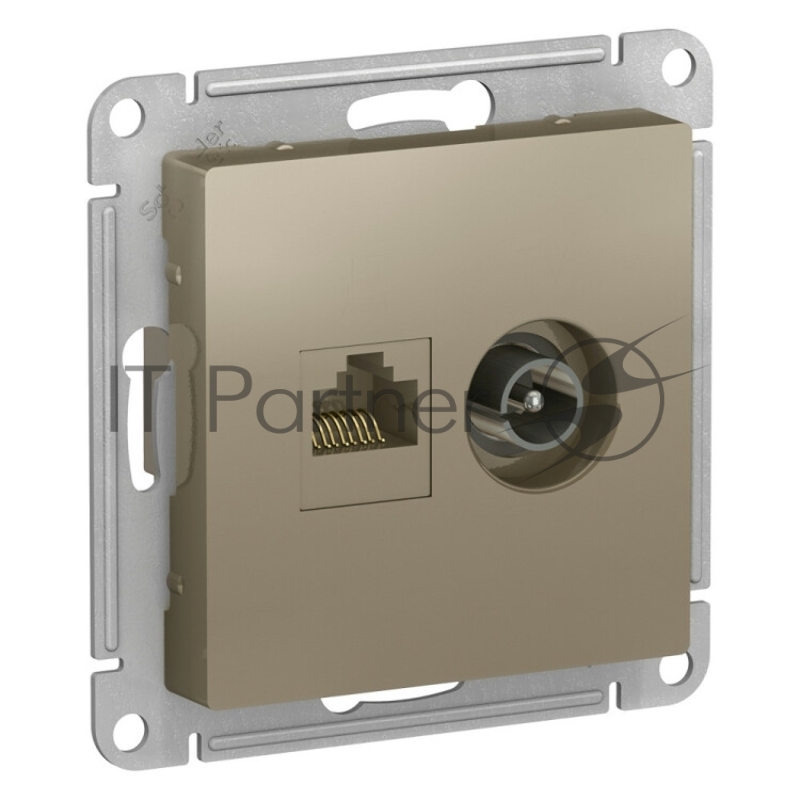 Розетка телевизионная +комп двойная RJ45+TV, кат.5E, механизм ATN000589 Schneider Electric AtlasDesign Шампань