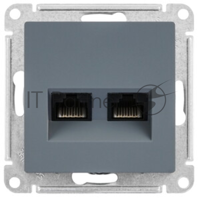 Розетка компьютерная двойная RJ45+RJ45, кат.5E, механизм ATN000785 Schneider Electric AtlasDesign Грифель