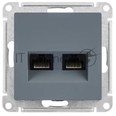 Розетка компьютерная двойная RJ45+RJ45, кат.5E, механизм ATN000785 Schneider Electric AtlasDesign Грифель