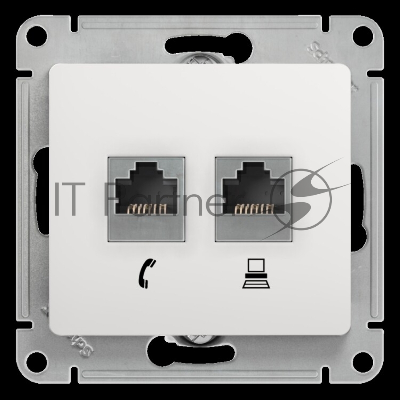 Розетка компьютерная 2-я RJ11+RJ45, кат.5E GSL000185 Schneider Electric Glossa белый