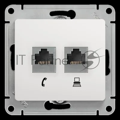 Розетка компьютерная 2-я RJ11+RJ45, кат.5E GSL000185 Schneider Electric Glossa белый