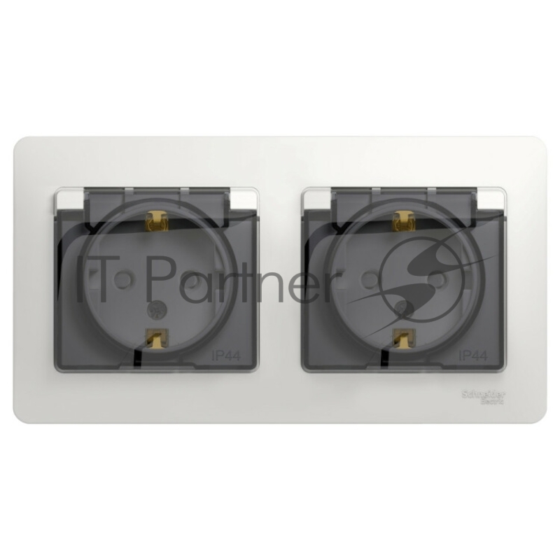 Розетка 2-ая с/з, со шторками, в сборе, IP44 GSL000147 Schneider Electric Glossa белый