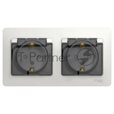 Розетка 2-ая с/з, со шторками, в сборе, IP44 GSL000147 Schneider Electric Glossa белый