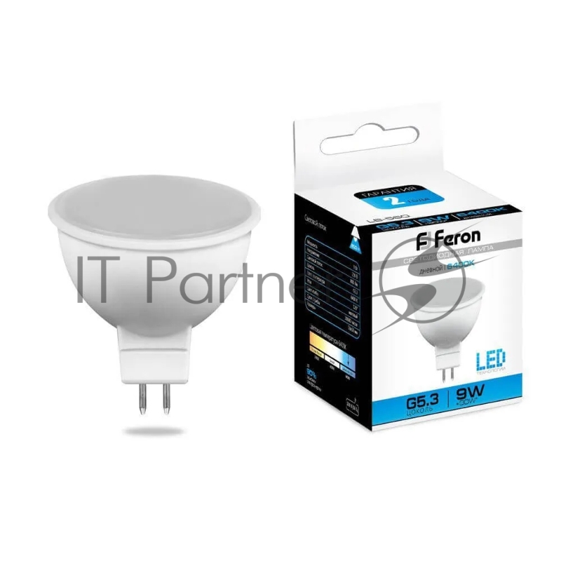 Лампа светодиодная Feron LB-560 9W 230V G5.3 6400K MR16
