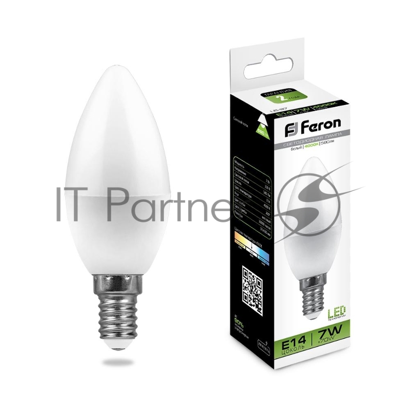 Лампа светодиодная Feron LB-97 7W 230V E14 4000K свеча