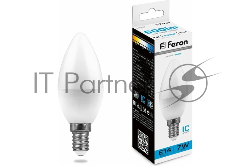 Лампа светодиодная Feron LB-97 7W 230V E14 6400K свеча