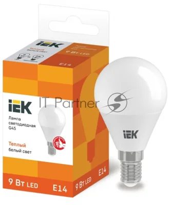 Лампа светодиодная LED 9Вт 230В 3000К E14 шар LLE-G45-9-230-30-E14 IEK