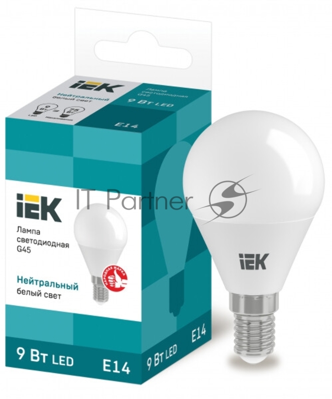 Лампа светодиодная LED 9Вт 230В 4000К E14 шар LLE-G45-9-230-40-E14 IEK