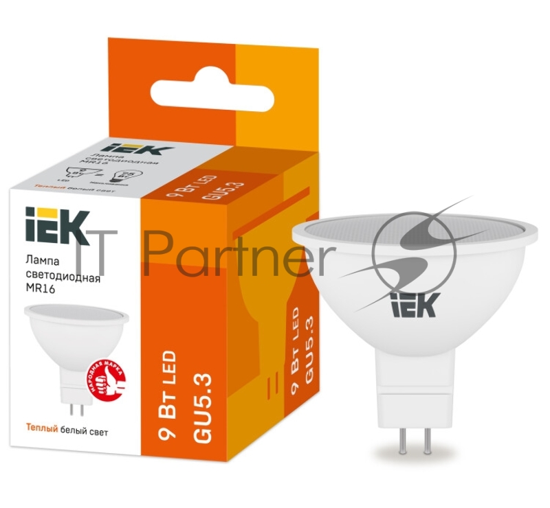 Лампа cветодиодная LED MR16 софит 9Вт 230В 3000К GU5.3 LLE-MR16-9-230-30-GU5 IEK