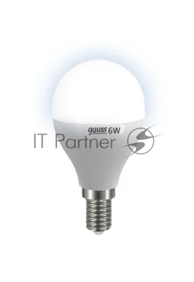 Лампа светодиодная LED Gauss 6Вт E14 220В 4100К Elementary шар 53126