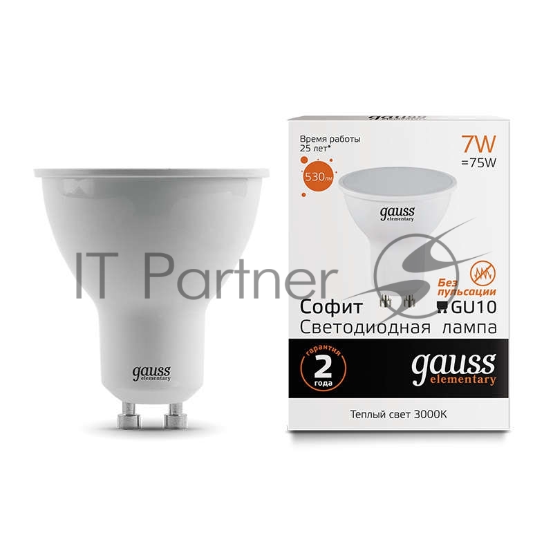 Лампа cветодиодная LED Gauss Elementary MR16 GU10 7W 530lm 3000К 13617