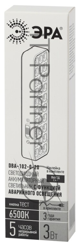 Светильник ЭРА LED аварийный непостоянный 30LED 5ч IP20 выход DBA-102-0-20