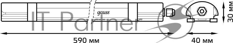 Светильник светодиодный Gauss 18Вт 590x40x30мм 1320lm 6500К IP65 линейн.мат.