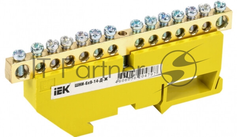 Шина PE "земля" на DIN-изол ШНИ-6х9-14-Д-Ж YNN10-69-14D-K05 IEK