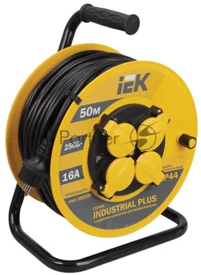 Удлинитель на катушке УК50 с т/з 4 места 2Р+PЕ/50метров 3х1,5 мм2 IP44 "Industrial plus" WKP15-16-04-50-44 IEK
