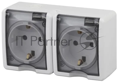 Розетка ЭРА 11-2403-01 2х2P+E IP54, 16АХ-250В, ОУ, Эксперт, белый (8/80/1280)