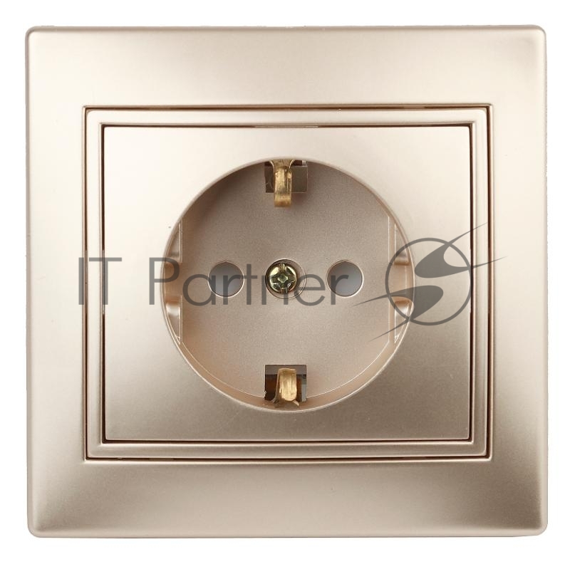 Розетка 2P+E Schuko со шторками, 16А-250В, IP20, СУ, Plano, шампань | Б0030075 | Intro