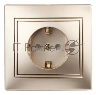 Розетка 2P+E Schuko со шторками, 16А-250В, IP20, СУ, Plano, шампань | Б0030075 | Intro