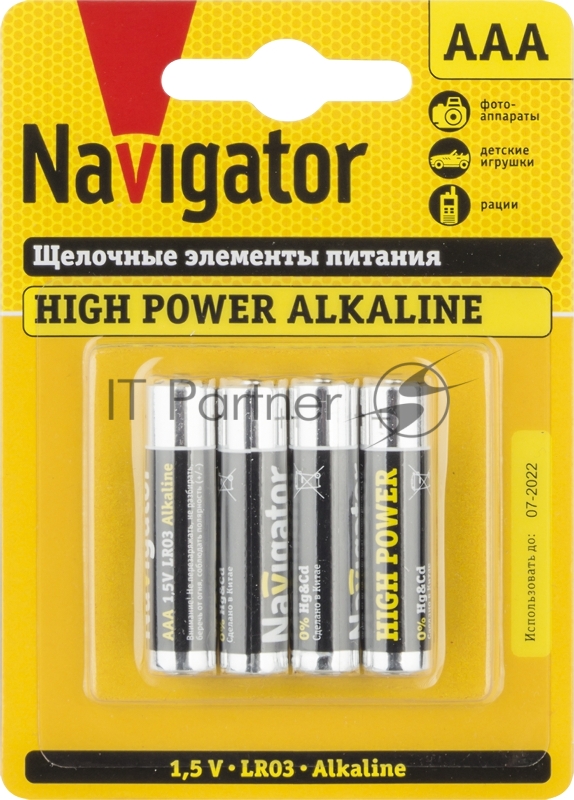 Элемент питания Navigator NBT-NE-LR03-BP4 94751, 1.5 В