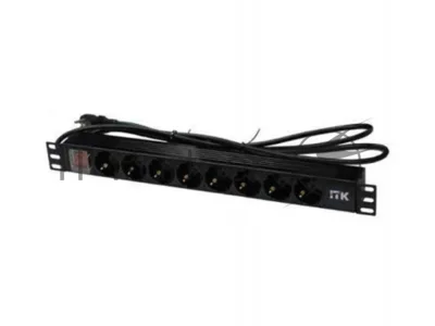 Блок розеток 19 (8шт)PDU с LED выкл.алюм.профиль 1U шнур 2м вилка DIN49440 (нем.станд.) PH12-8D1 ITK