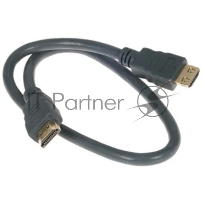 Кабель HDMI CP-HM-HM-0.5M Wize, 0.5 м, v.2.0, K-Lock, soft cable, 19M/19M, позол.разъемы, экран, темно-серый, пакет