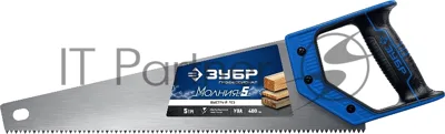 Ножовка по дереву (пила) Зубр "МОЛНИЯ-5" 400 мм, 5 TPI, прямой крупный зуб, быстрый рез поперек волокон, для крупных и средних заготовок