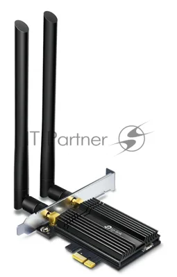 Адаптер Tp-Link ARCHER TX50E 11AX 3000Mbps dual-band PCI-E adapter, 2402Mbps at 5G and 574Mbps at 2.4G, support Bluetooth 5.0, WPA2 encryption, two external Antennas.