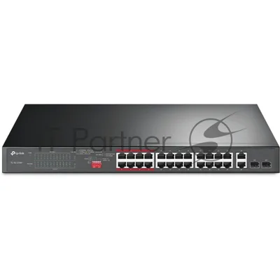 Коммутатор 24-port 10/100Mbps Unmanaged PoE+ Switch with 2 combo RJ-45/SFP uplink ports, metal case, rack mount, 24 802.3af/at compliant PoE+ ports, 2 gigabit combo RJ-45/SFP uplink ports, DIP switches for Extend mode, Isolation mode and Priority mode, up to 25