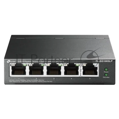Коммутатор TP-Link 8-Port 10/100Mbps Unmanaged Switch with 4-Port PoE, metal case, desktop mount, PoE budget 41W.