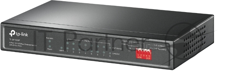 Коммутатор TP-Link TL-SF1009P, 8×100 Мбит/с PoE+ + 1×100 Мбит/с Uplink, неуправляемый