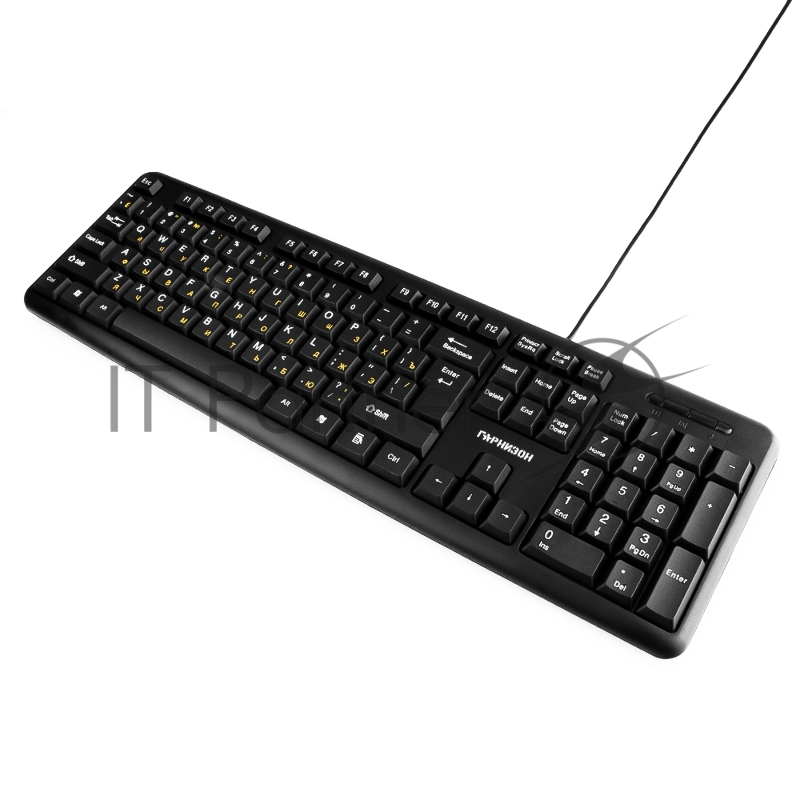 Клавиатура проводная Гарнизон GK-100XL, USB, черный, кабель 2м
