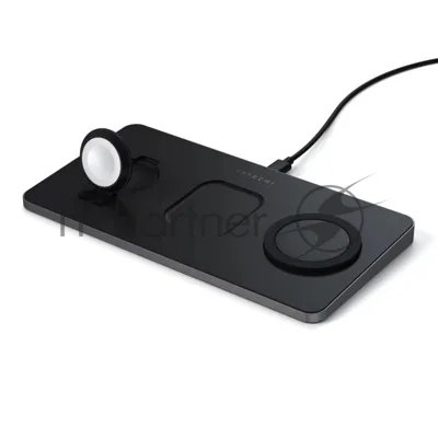 Беспроводное зарядное устройство Satechi ST-X3TWCPM Trio Wireless Charging Pad для телефона, часов и наушников серый космос