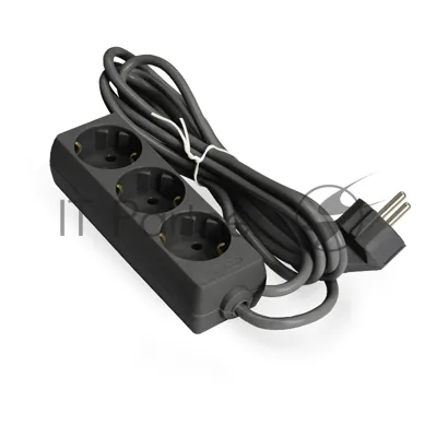 Удлинитель ExeGate ECE-3-5B (EX285807RUS), черный, 5 м, Евровилка с заземлением, 3 евророзетки с заземлением, 2200 Вт