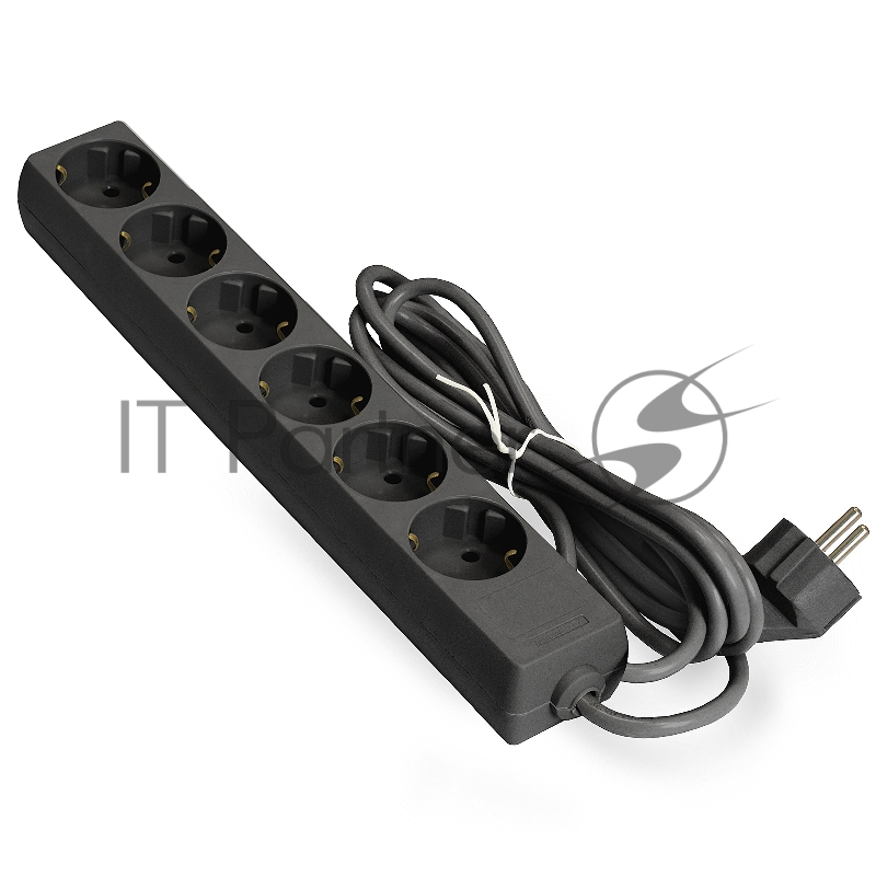 Удлинитель ExeGate ECE-6-3B (EX285831RUS), черный, 3 м, евровилка с заземлением, 6 евророзеток с заземлением, 2200 Вт
