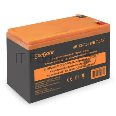 Батарея для ИБП ExeGate EX285638RUS HR 12-7.5 (12V 7.5Ah 1228W, клеммы F2)