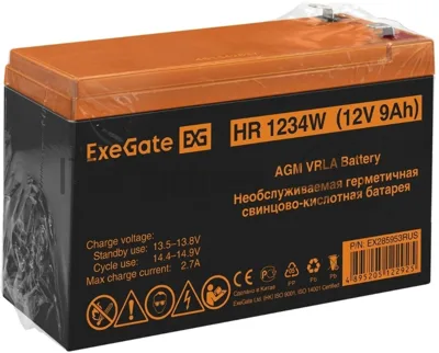 Батарея для ИБП ExeGate EX285953RUS HR1234W (12V 9Ah, клеммы F2)